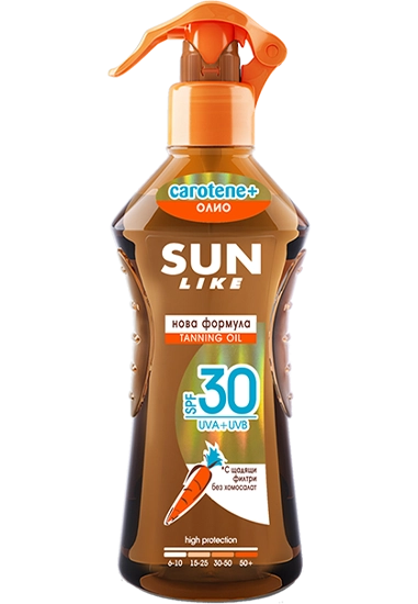 Слънцезащитно спрей масло за бърз загар SUN LIKE SPF 30