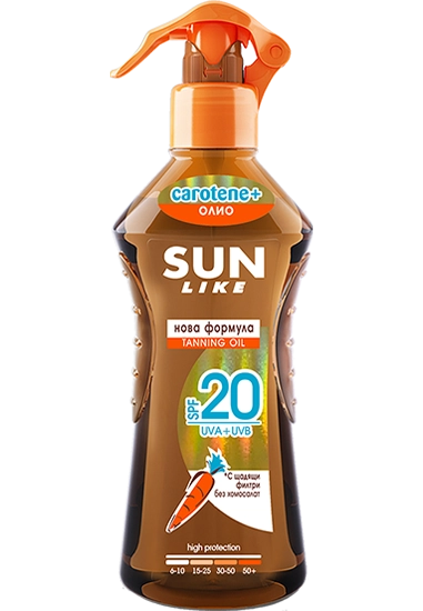 Слънцезащитно спрей масло за бърз загар SUN LIKE SPF 20